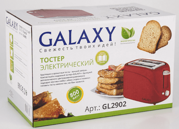Тостер GALAXY GL2902 800 Вт красный, Россия